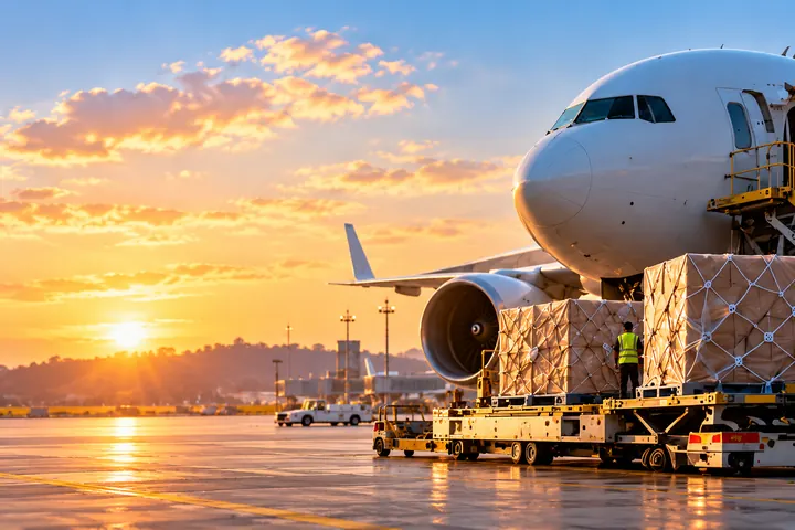Cargo being loaded onto a plane